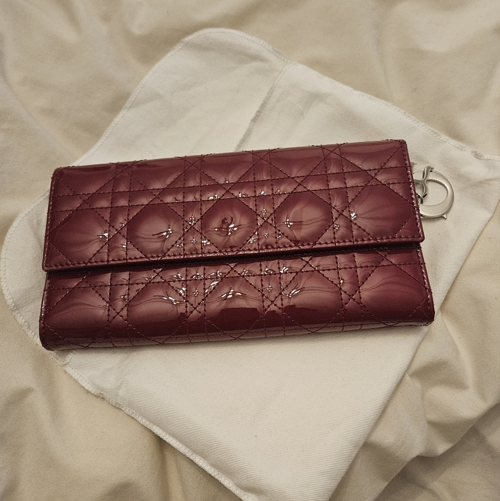 Lady Dior wallet on chain with silver  hardware